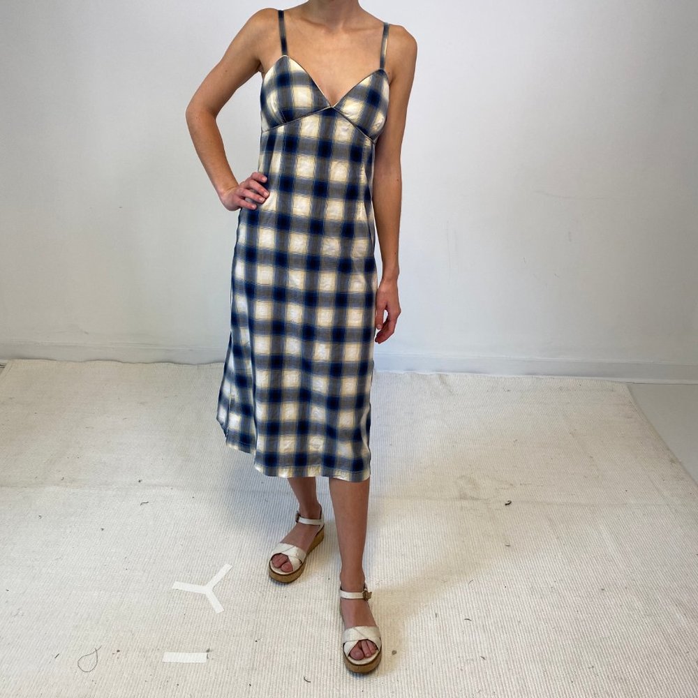 Vintage 90s Anthropologie S Plaid Slip Dress - Picture 9 of 13